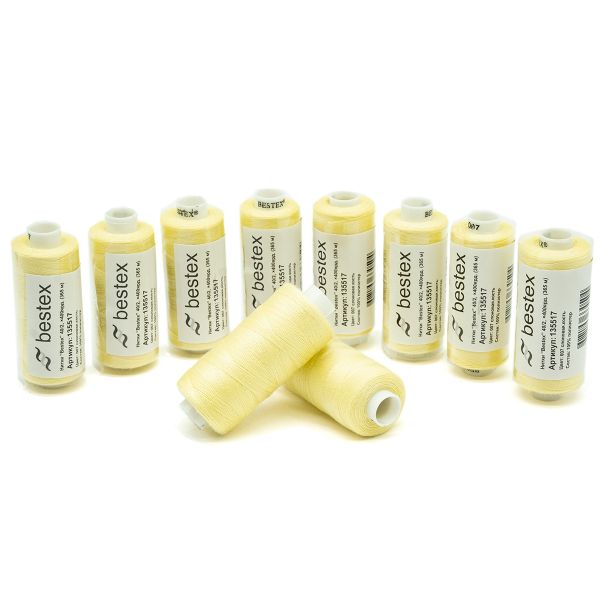 Нитки швейные бытовые Bestex 40/2, 365 м (400 ярд) / 10 кат., 007 слоновая кость