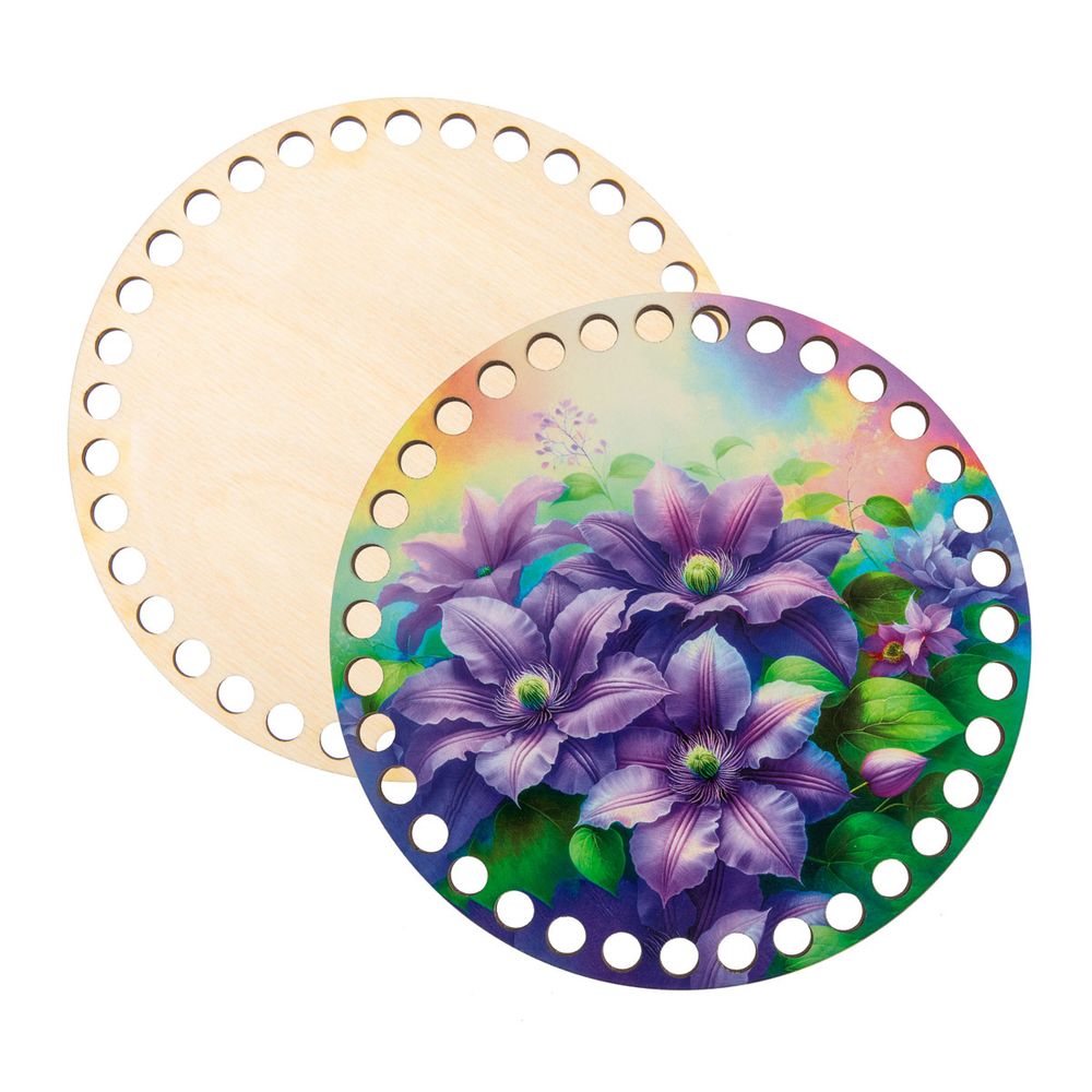 Набор донышек для вязания Глянцевый фанера ⌀15х0.4 см, 2 шт, 06 Клематис, Love2art ДВ-01