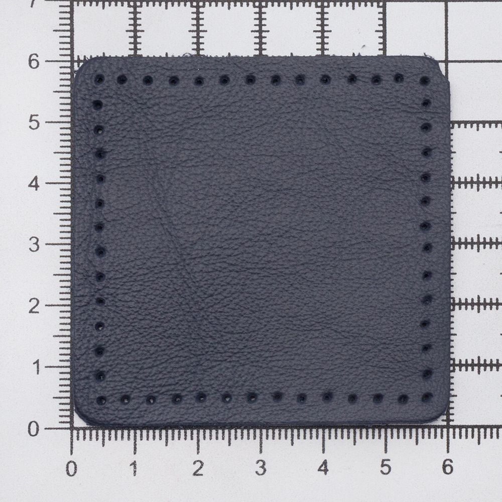 Заплатки пришивные из кожи, квадрат 6см с перфорацией, 2 шт, 100% кожа, 05 темно-синий, 9112