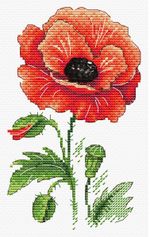 Набор для вышивания нитками МП Студия (Жар-птица), вышивка на одежде Красный мак, 17х11 см