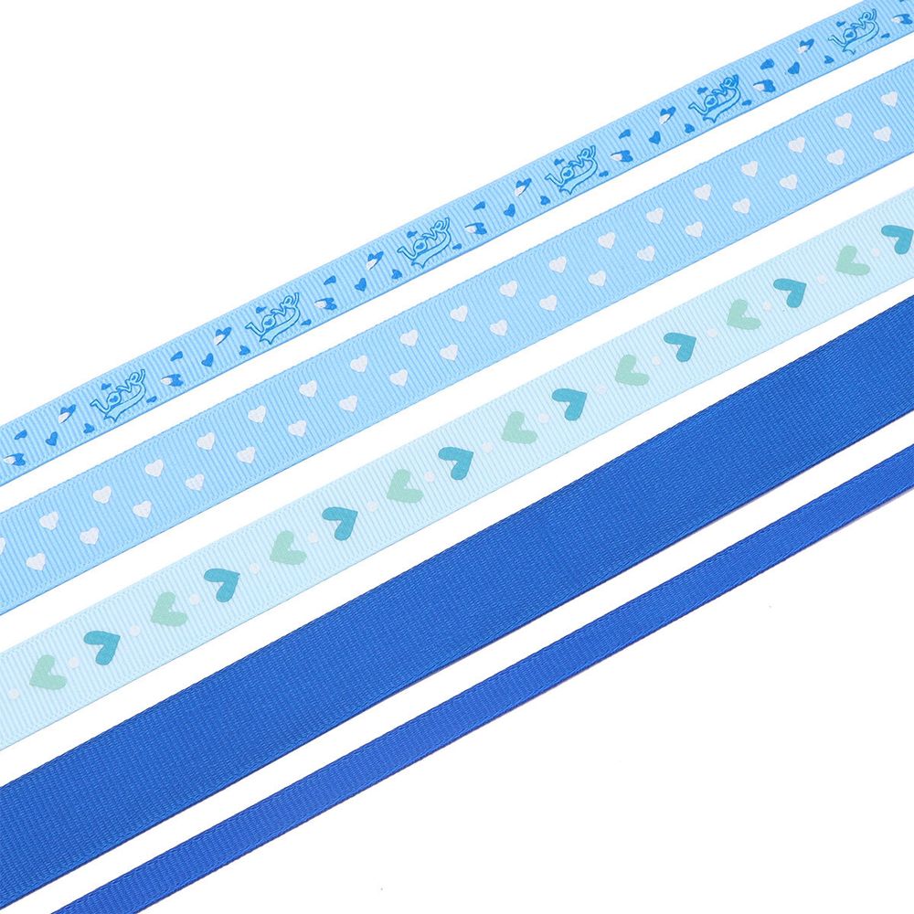 Набор репсовых лент, 5 шт, 45 м (2 шт по 18 м и 3 шт по 3 м), цвет синий