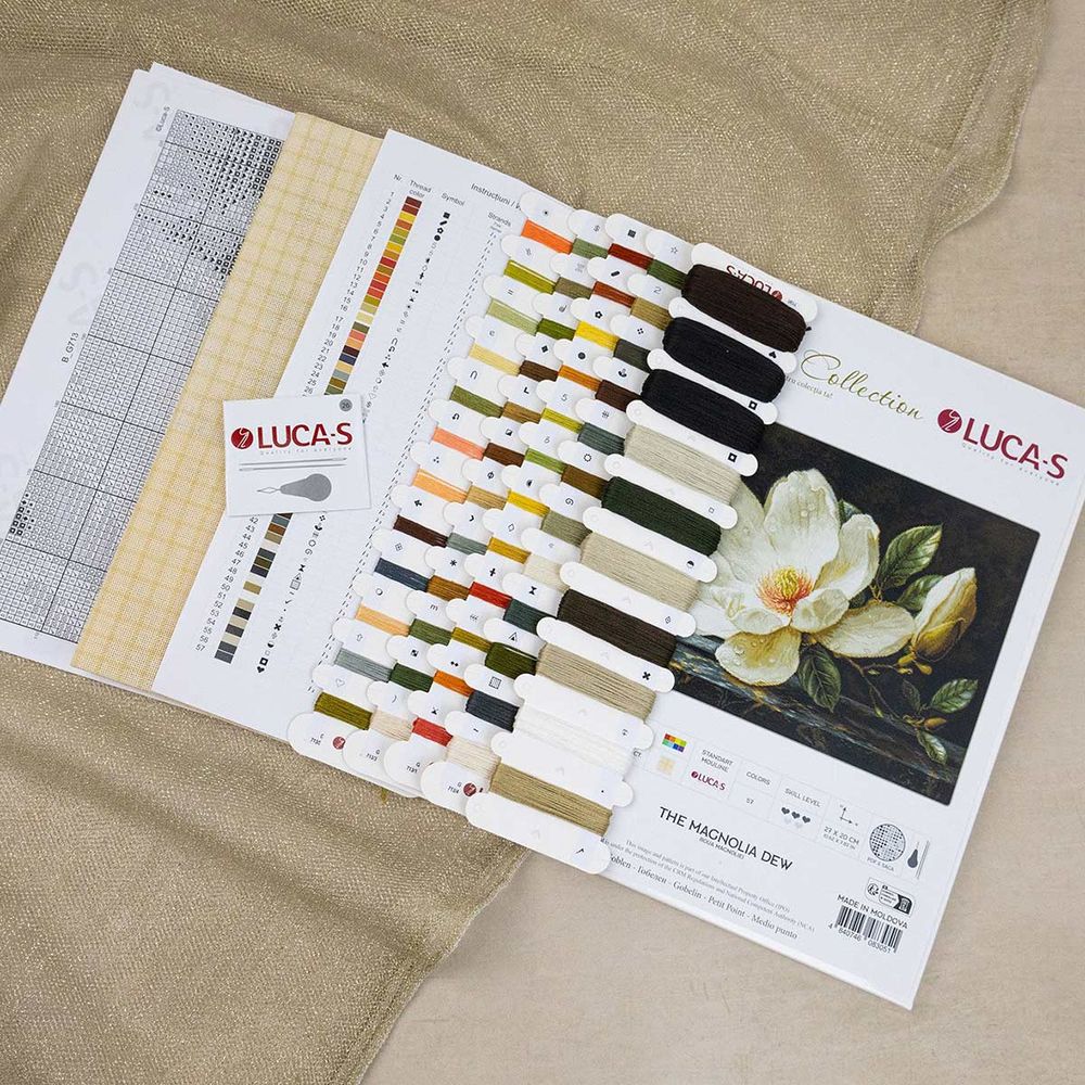 Набор для вышивания нитками Luca-S G713, гобелен Магнолиевая роса, 27х20см