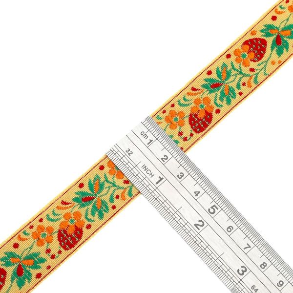 Лента (тесьма) жаккардовая 24.0 мм / 25±1 метров, рис. 9437 Клубничка, 2 желтый, С1852Г17