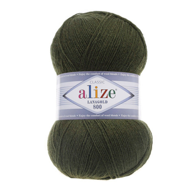 Пряжа Alize (Ализе) Lana Gold 800 / уп.5 мот. по 100 г, 730м, 029 хаки А