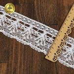 Кружево вязаное (тесьма) 60 мм / 10 метров, D1011, тонкая нить, цв.01 белый, Kruzhevo