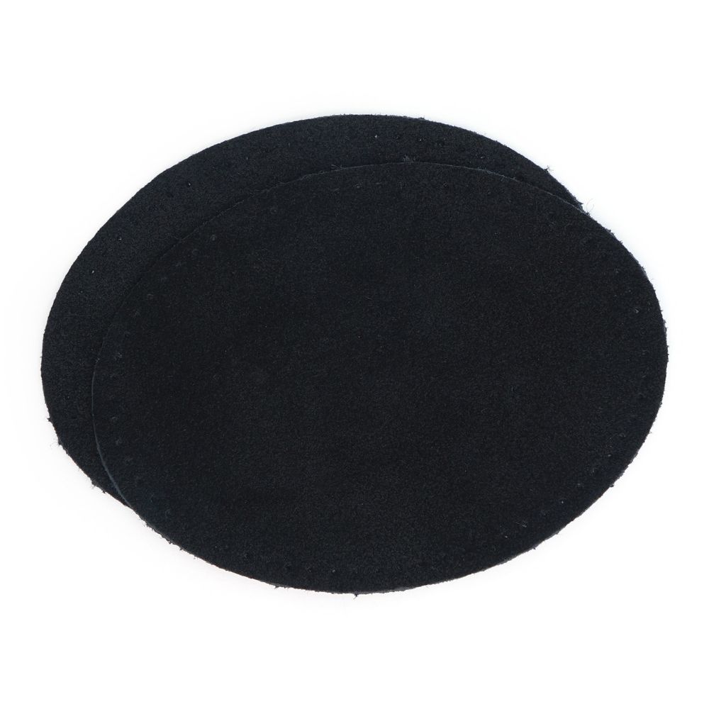 Заплатки пришивные из замши, овал 8х10,9см с перфорацией, 2 шт, 100% кожа, 20 черный, 59124