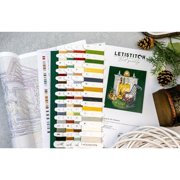 Набор для вышивания нитками LetiStitch L8224, Отдых у камина 15х17см