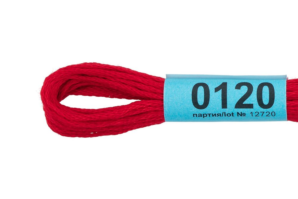 Мулине Gamma 100% хлопок, цв.0120 т-красный, 24 мотка по 8 метров