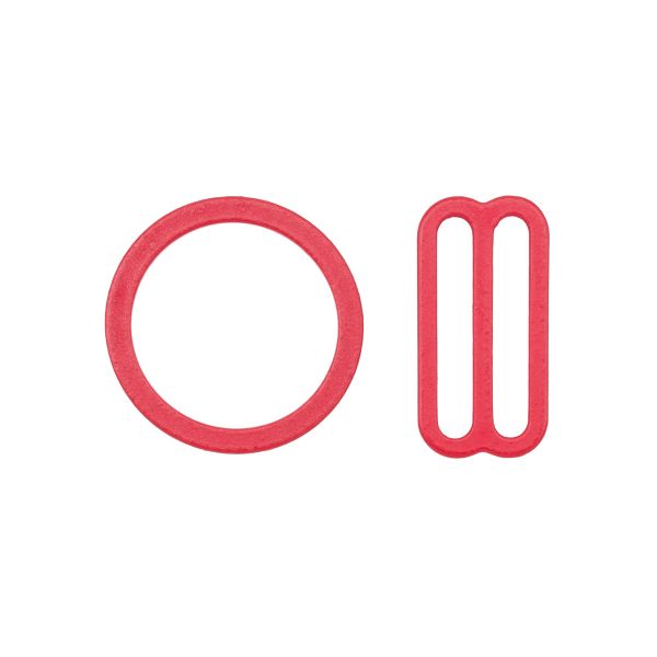 Набор фурнитуры для бюстгальтера металл (кольца ⌀18 мм + регуляторы 19 мм по 4 шт), 100 красный, 27539