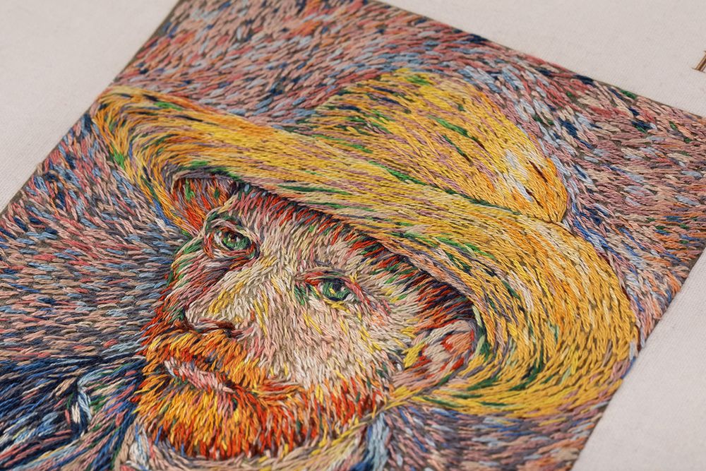 Набор для вышивания нитками Panna, Живая картина. Автопортрет в соломенной шляпе, 12х14.5 см