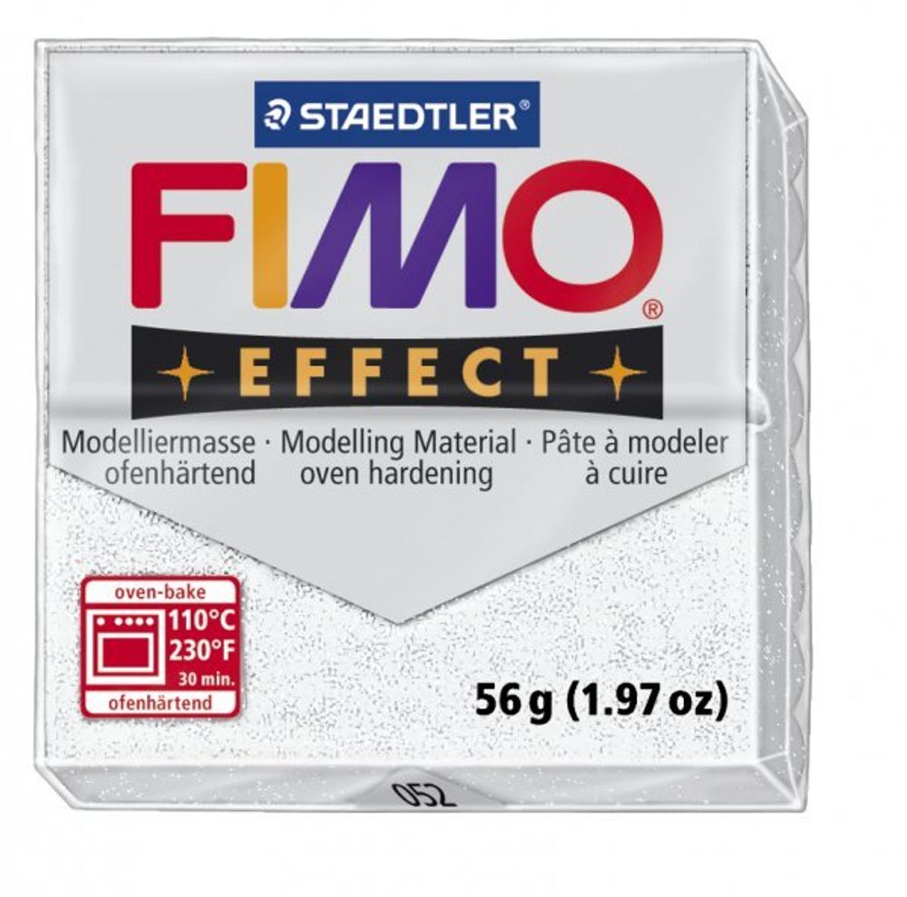 Полимерная глина Fimo Effect, запекаемая в печке, уп. 56 гр, цв. белый с блестками, 8020-052