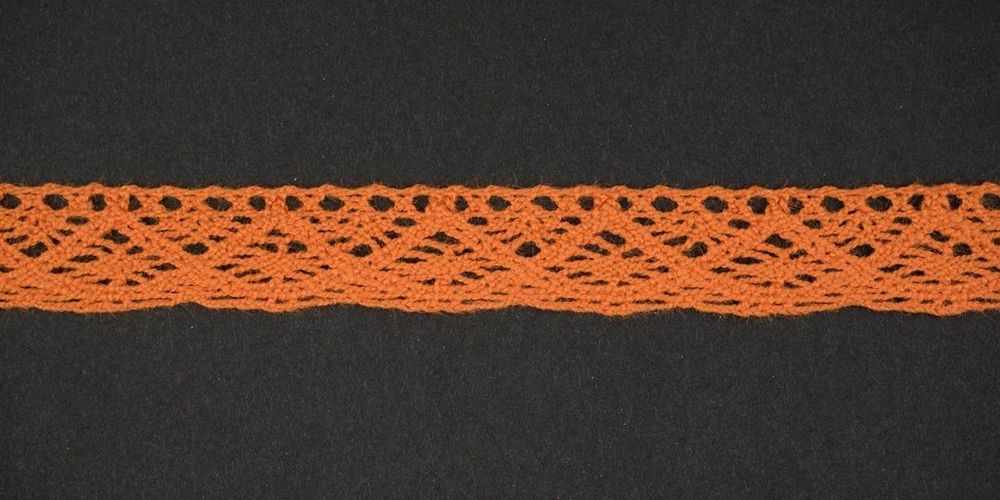 Кружево вязаное (тесьма) 16 мм цв. оранжевый, AF-118-083, Alfa, 25 м