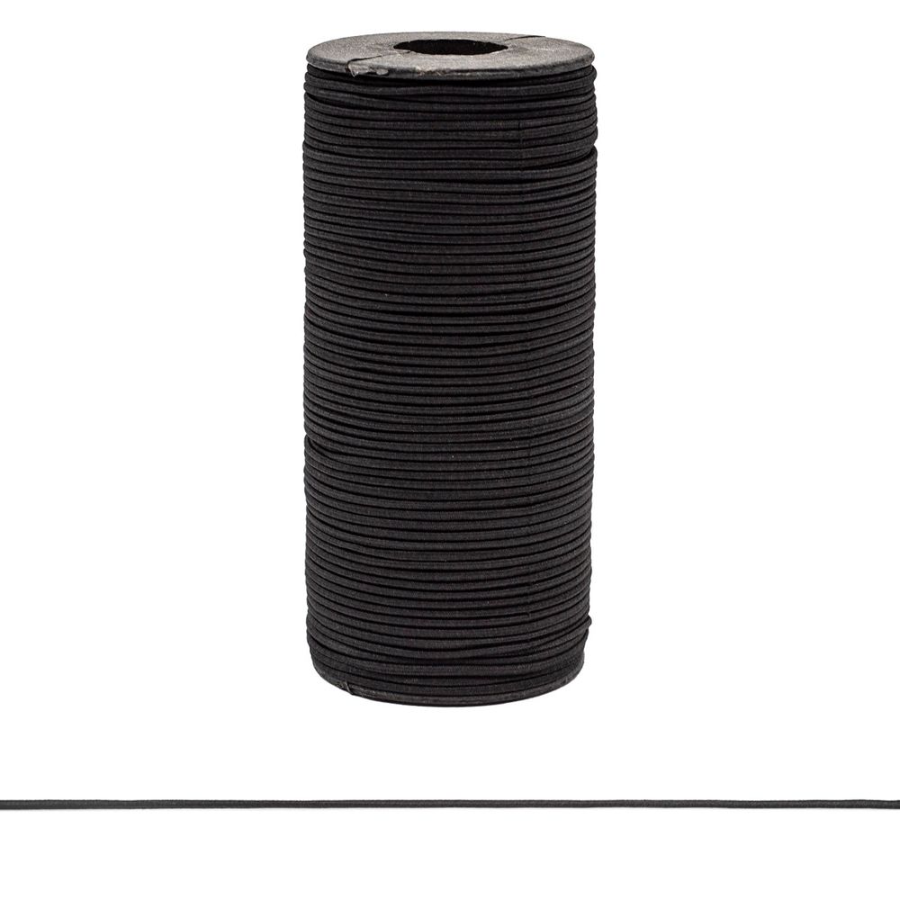 Резинка шляпная (шнур эластичный) 2.0 мм / 100 метров, 0370-0200, С580 - черный