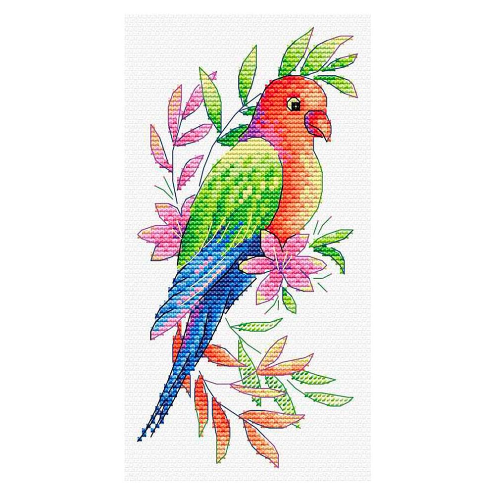 Набор для вышивания нитками МП Студия, Попугай 9х19см