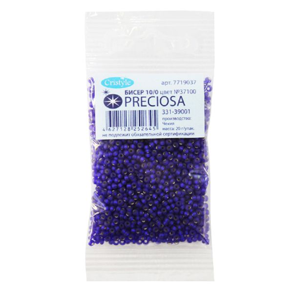 Бисер Preciosa прозрачный матовый, серебряный центр 10/0 (2.3 мм), 100 г (5х20 г), цв. 37100