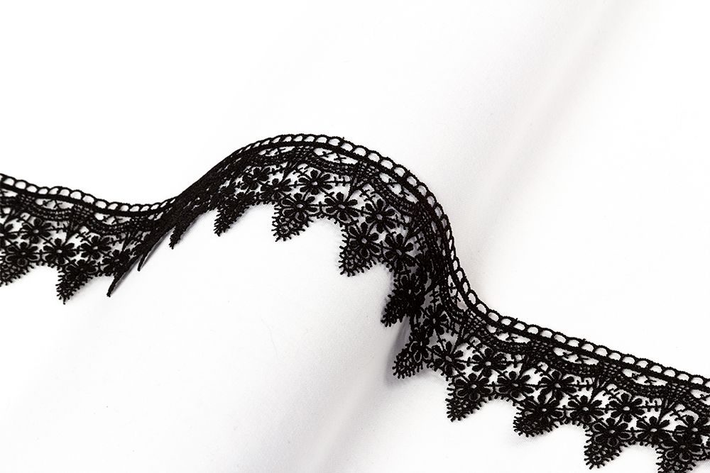 Кружево гипюр (плетёное) 58 мм / 8.8 м, черный, Gamma GGM-5801