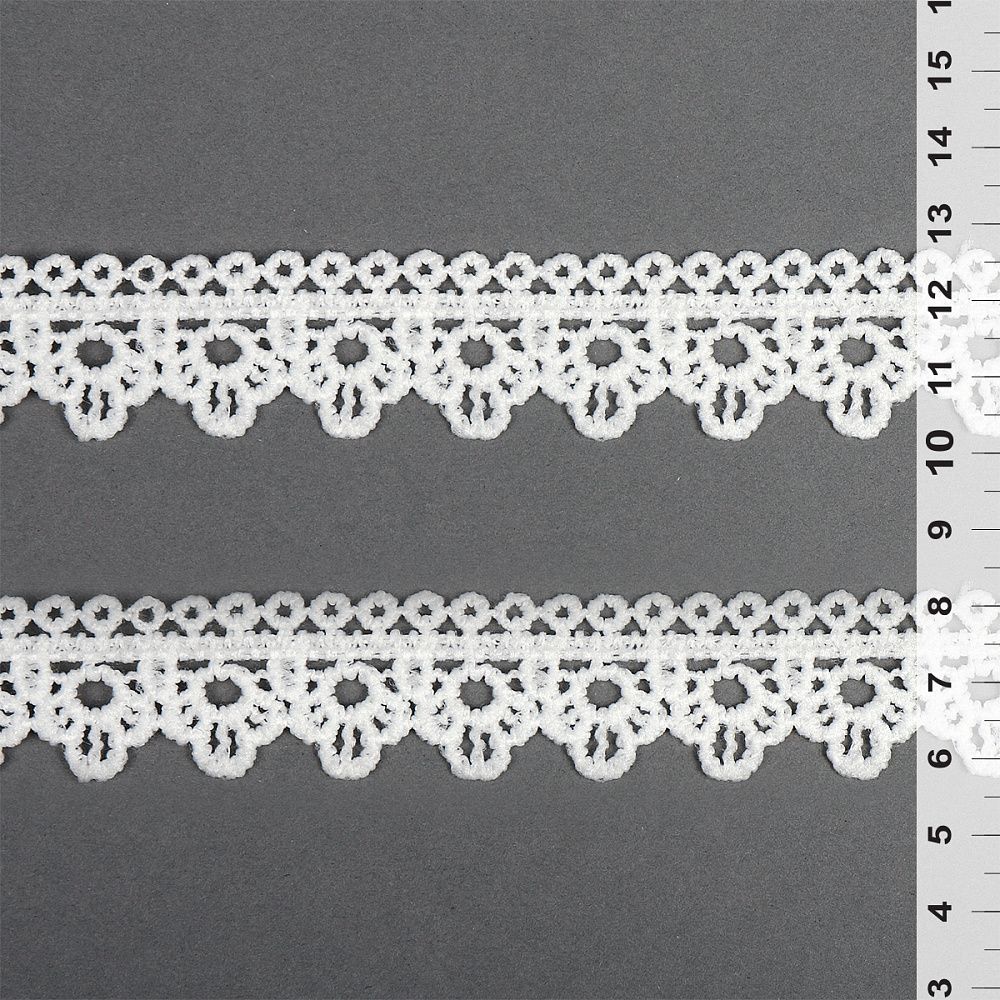 Кружево гипюр (плетёное) 20 мм, матовая нить TBY.0404, цв.белый уп.13.71м, Kruzhevo
