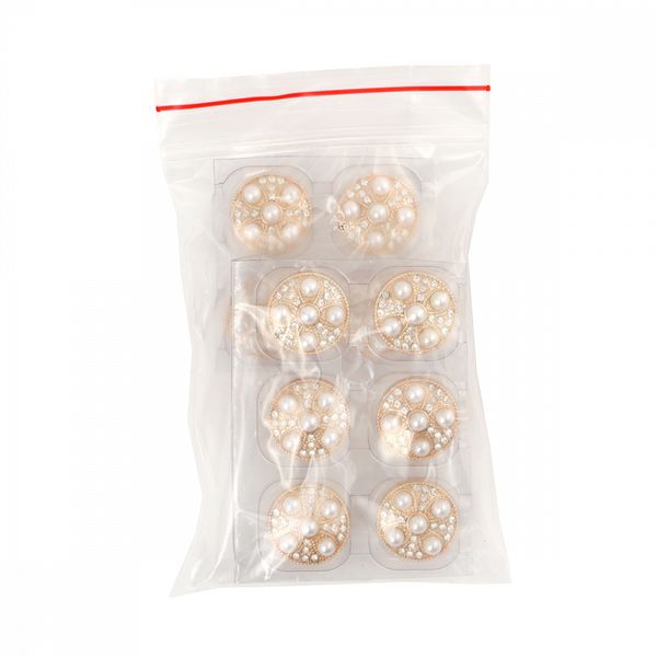 Пуговицы металлические на ножке 24L-15 мм, С-MP17 цв.золото/перламутр, 10 шт