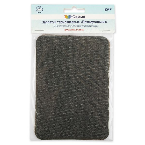 Термозаплатка Прямоугольник 14х10 см, ZAP, №03 джинс серый, Gamma ZAP