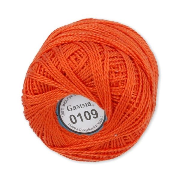 Пряжа нитки Ирис / уп.10 мот. по 10г, 82м, 0109 морковный, Gamma