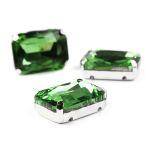 Хрустальные стразы в цапах прямоугольные (серебро) изумрудный 13х18мм, 3 штук Astra&Craft, ПЦ007НН1318