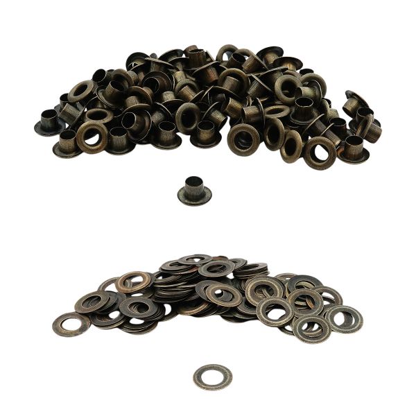 Люверсы металл ⌀_4.87 мм (внутр.), h5.66 мм (внутр.), вн. ⌀9.9 мм (внутр.), №3, сталь, антик, 100 шт, New Star