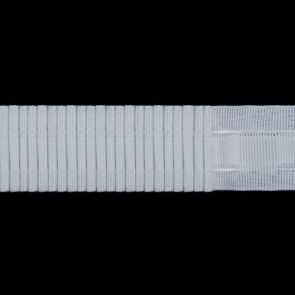 Лента (тесьма) шторная: сборка параллельная 25 мм / 10 метров, (1 ряд петель, 2 шнура), белый ТУ, (C18)