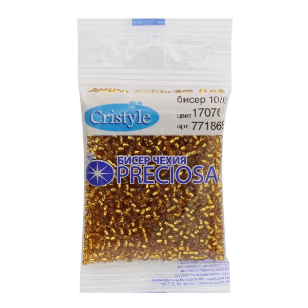 Бисер Preciosa прозрачный с серебр.центром 10/0 (2.3 мм), круг.отв, 20гр, уп.5 шт, 7718658