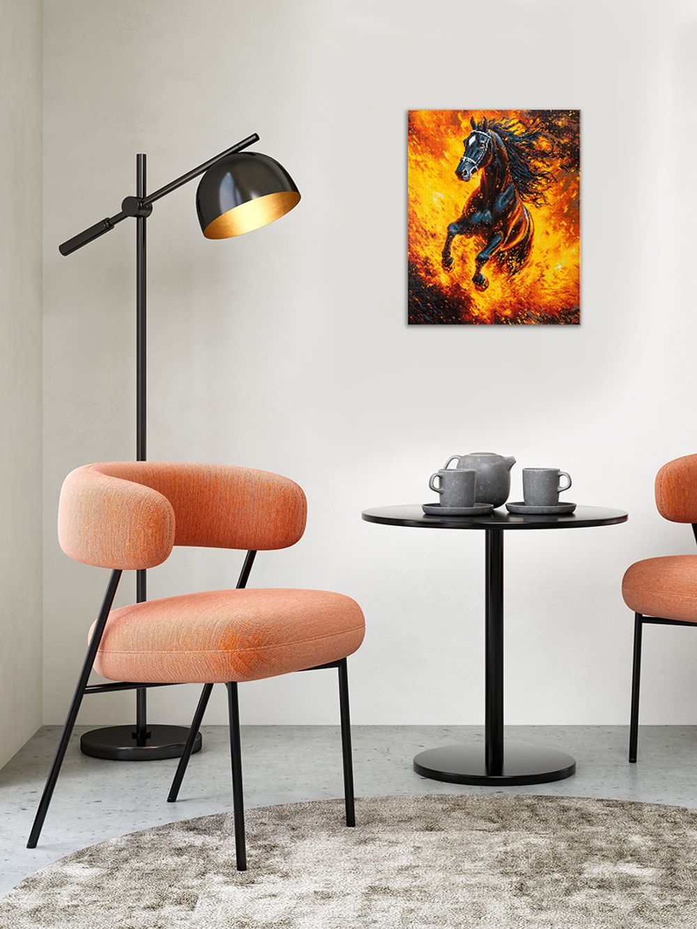 Кристальная (алмазная) мозаика Фрея ALPD-312, на подрамнике, Огненный конь, 40х50 см