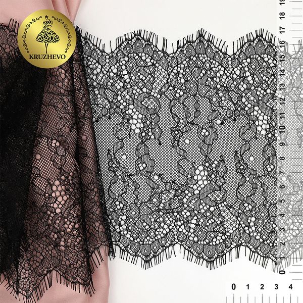 Кружево шантильи (реснички) 170 мм, цв.170 черный, 3 метра, Kruzhevo
