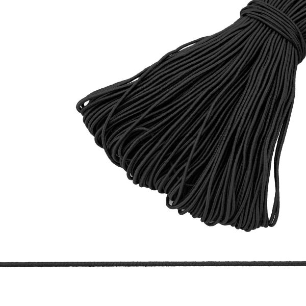 Резинка шляпная (шнур эластичный) ⌀1.5 мм / 50 метров, черный