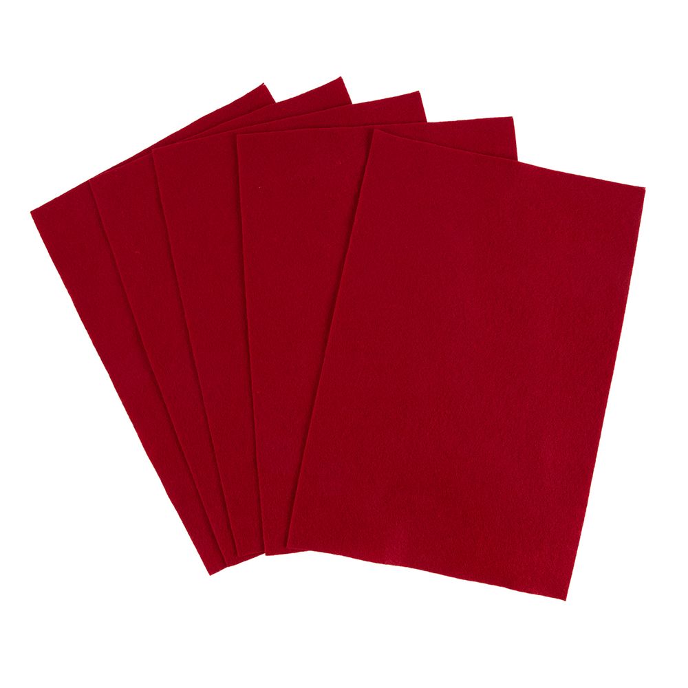 Фетр листовой 1 мм, 20х30 см, 5 шт, 005 т.красный, Blitz FKC10-20/30