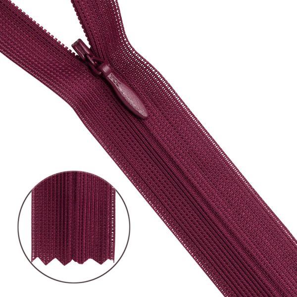 Молния потайная (скрытая) Т3 (3 мм) 1 зам., н/раз., 50 см, сливов. нейлон, 31322 / 50, 10 шт