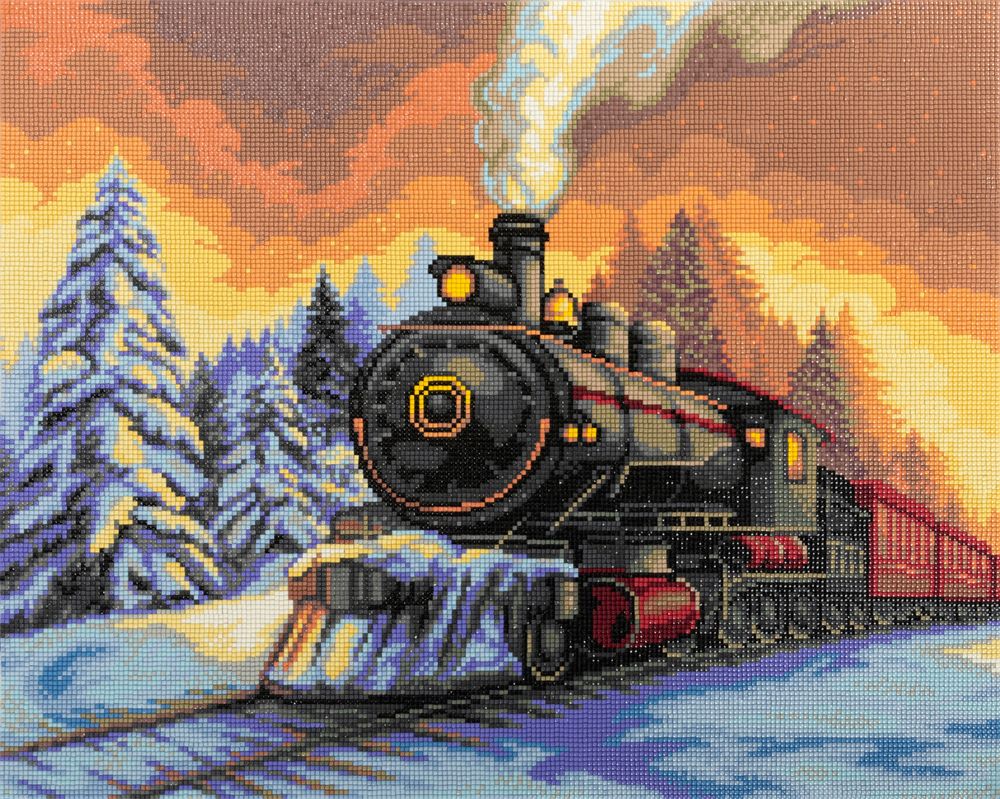 Алмазная (кристальная) мозаика Фрея ALPD-209, на подрамнике Рождественский экспресс, 50х40 см
