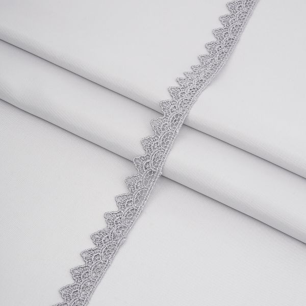 Кружево гипюр (плетёное) 20 мм / 13.7 метров, цв. св.серый, 21456