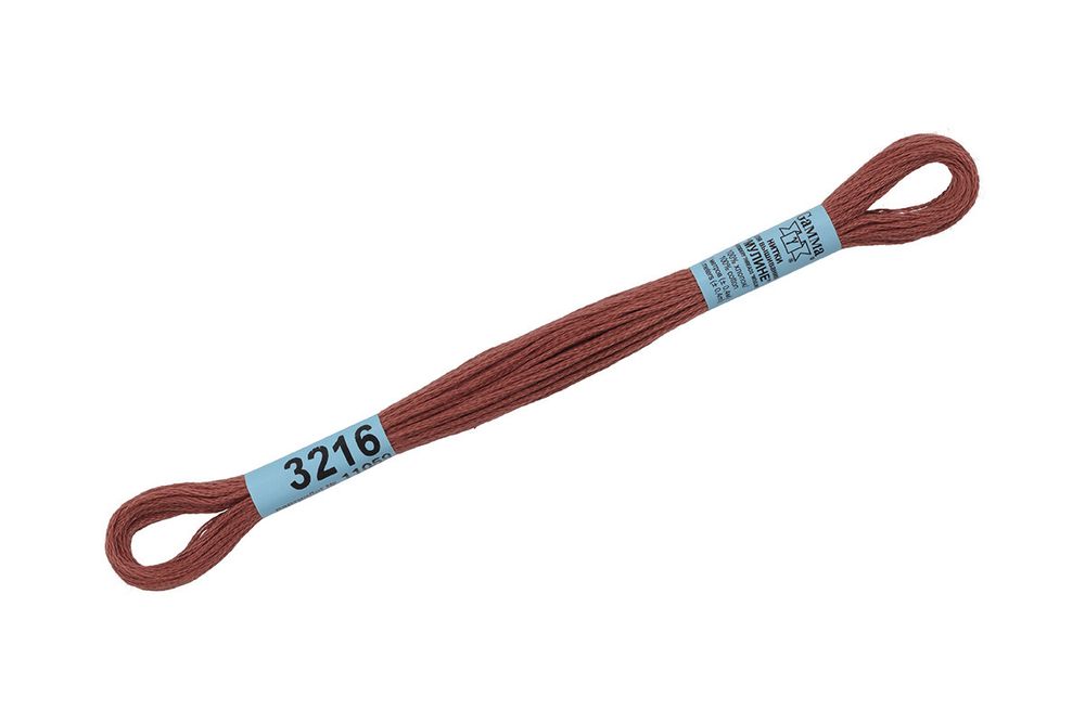 Мулине Gamma 100% хлопок, цв.3216 коричневый, 24 мотка по 8 метров