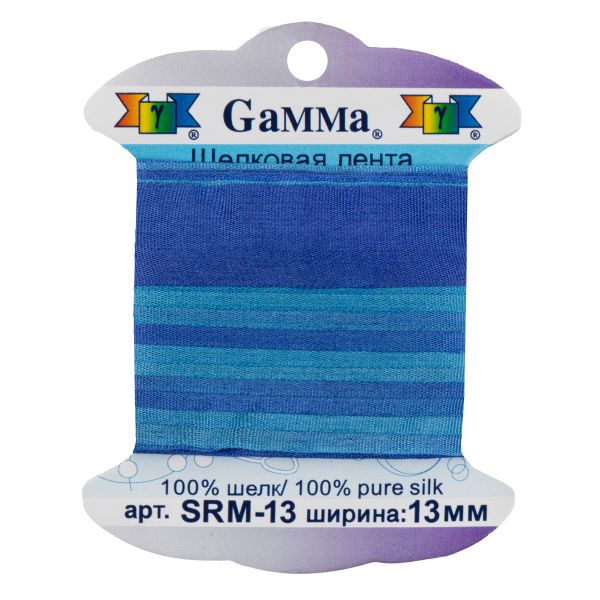 Лента (тесьма) шелковая 13.0 мм / 9.1±0.5 метров, M118 св.синий/фиолетовый, Gamma SRM-13