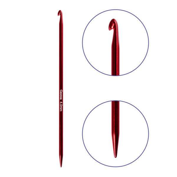 Крючок-спица для вязания ⌀4.0 мм, 15 см, алюминий, Gamma CH-N