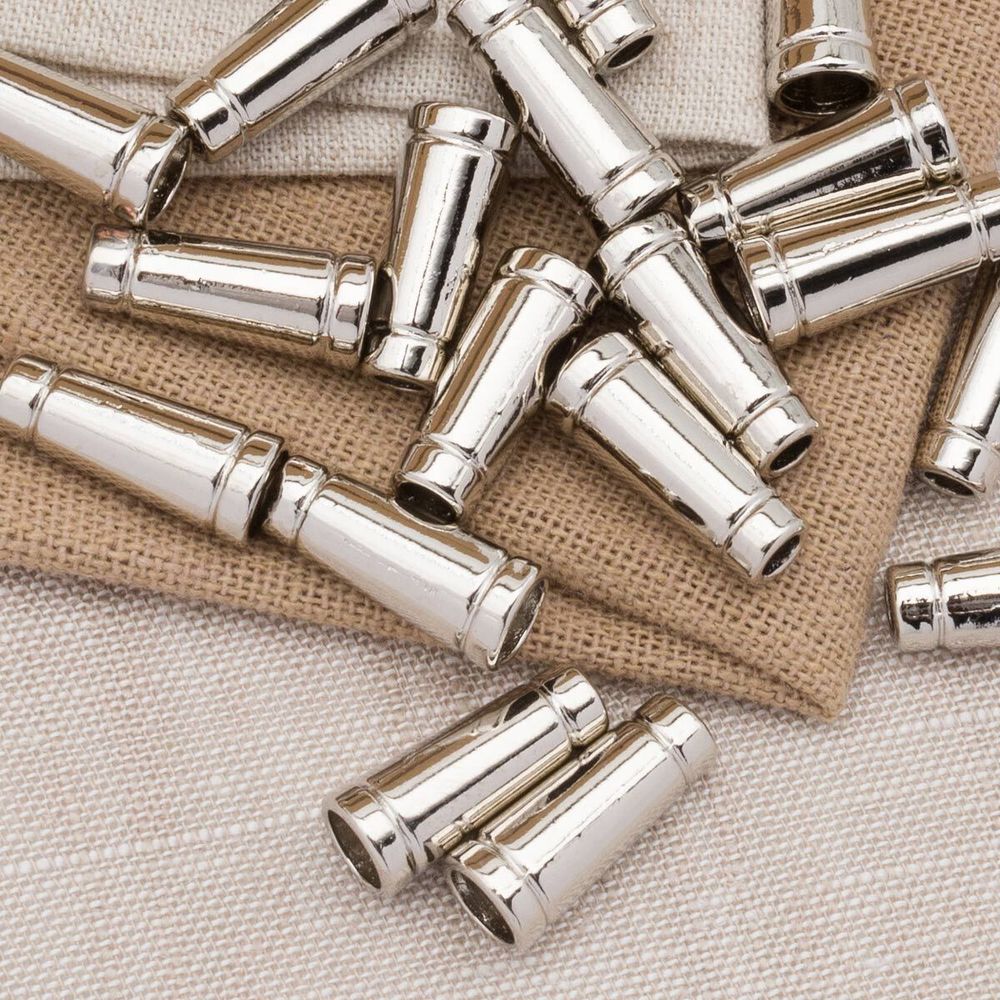 Наконечник для шнура металл колокол 20 мм (никель), 20 шт