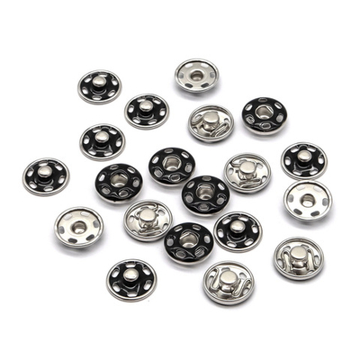 Кнопка пришивная металл ⌀12.5 мм, никель / черный, 10 шт, КПР6