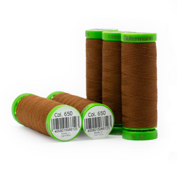 Нитки для тонких тканей Gutermann Extra Fine 150, 200м, 650 золотисто-каштановый, 5 катушек