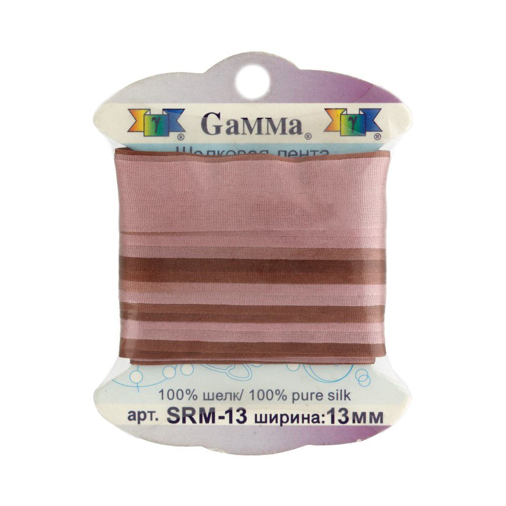 Тесьма шелковая 13 мм, 9.1 м, M048 коричневый/т.коричневый, Gamma SRM-13