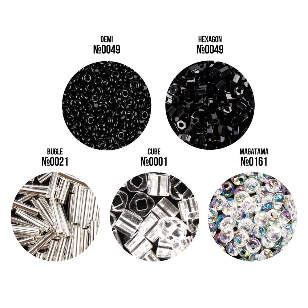 Бисер Япония Toho Набор Фигурный 5х5 г, №08 чёрно-белый