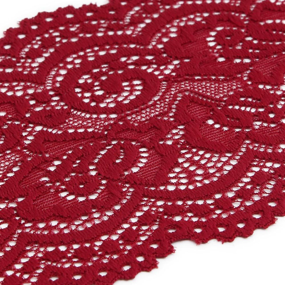 Кружево эластичное (стрейч) 100 мм / 3 метра, C520 темно-красный