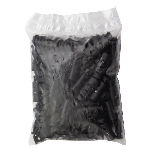 Фиксатор (зажим) для шнура пластик 2 отв., ⌀4.0 мм, 9х22 мм, цилиндр, ПП, черный, 100 шт