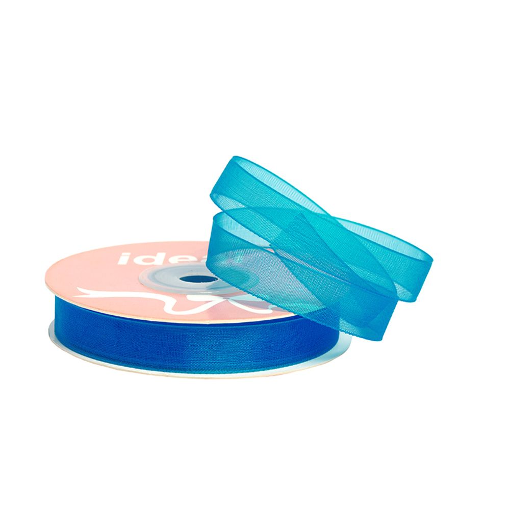 Лента капроновая (органза) 12.0 мм, 1036 бирюзовый, уп. 27,4 м