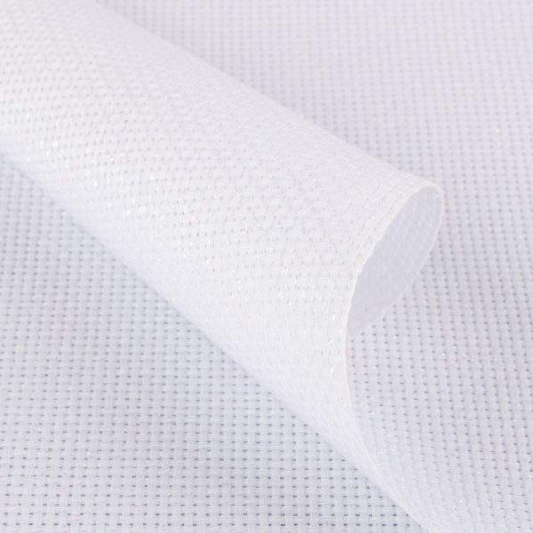 Канва Aida 11 ct, 150х100 см, 95% хлопок, 5% терилен, белый с Перламутровым люрексом, Gamma K03L