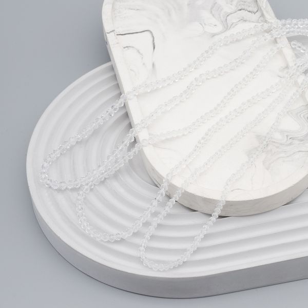 Бусины стекло ⌀2 мм, 3 мм, 4 мм, граненые, рондели, 3 нити по 38±1 см, микс, Astra&Craft, 1 прозрачный