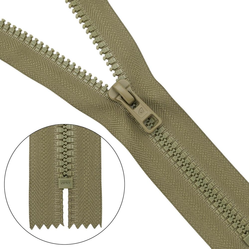 Молния трактор Arta Т6 (6 мм) 1 зам., н/раз., 18 см, (2075), A342 фисташковый, НОВЫЙ МАТОВЫЙ ЗАМОК, 10 шт