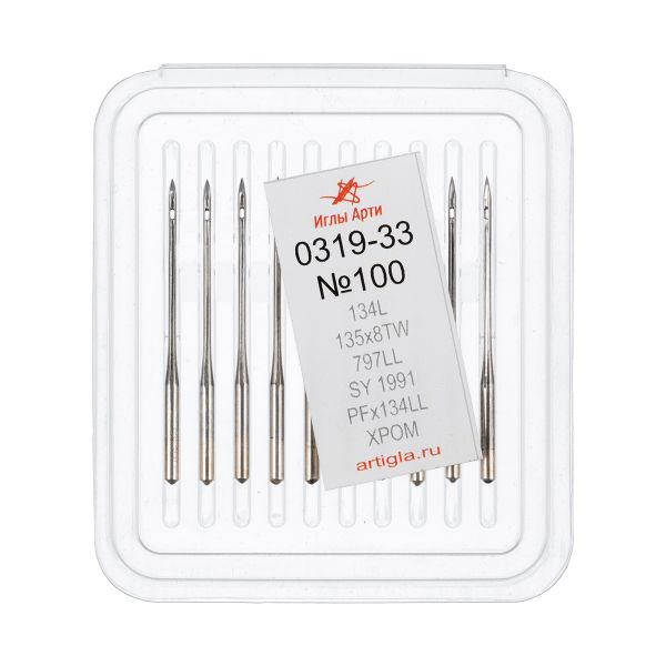 Иглы для промышленных швейных машин Арти 319-33 (№90-150) для кожи, 10 шт, №100